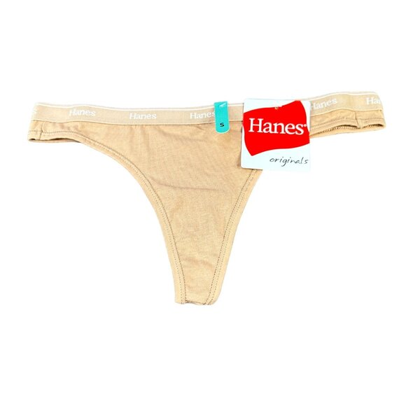 Hanes Originals Women's Size Small Panty Thong Beige New With Tags - Picture 1 of 8